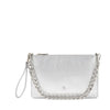 Frau pochette in pelle laminata argento con catena B461