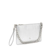 Frau pochette in pelle laminata argento con catena B461