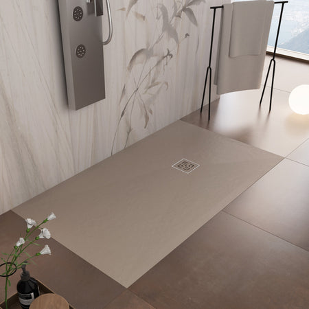 Piatto doccia in marmoresina Tortora effetto pietra cemento PASSION