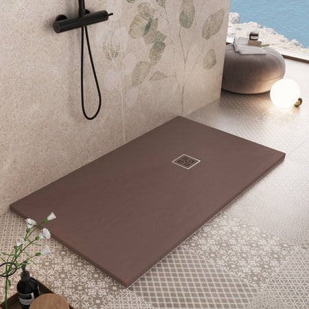 Piatto doccia in marmoresina Marrone effetto pietra cemento PASSION