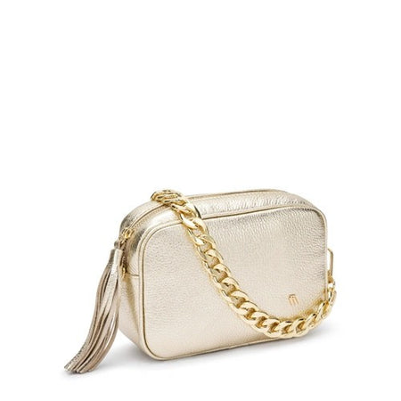 Frau borsa in pelle platino con catena B465