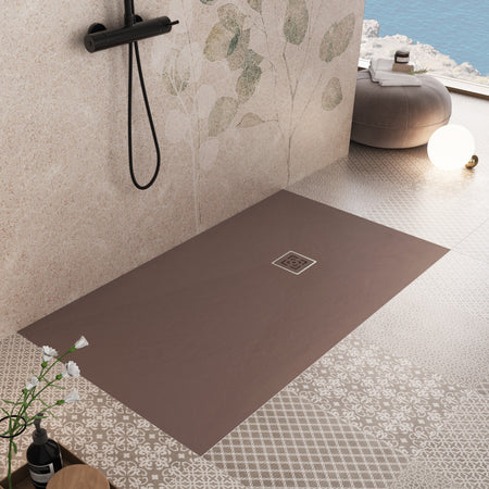 Piatto doccia in marmoresina Marrone effetto pietra cemento PASSION