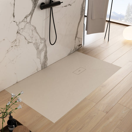 Piatto doccia in marmoresina Crema effetto pietra cemento MAKA