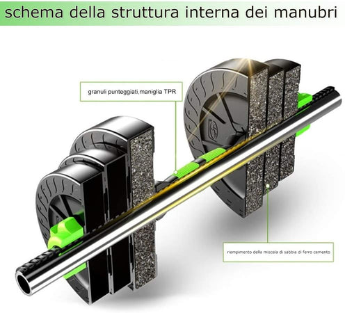 Kit 2in1 Bilanciere + Manubri Con Pesi Regolabili Componibili Tot 40 Kg Palestra