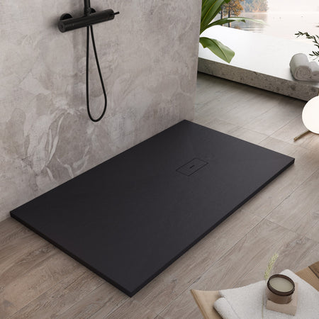 Piatto doccia in marmoresina NERO effetto pietra cemento MAKA