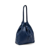 Frau borsa morbida a secchiello in pelle blu B403