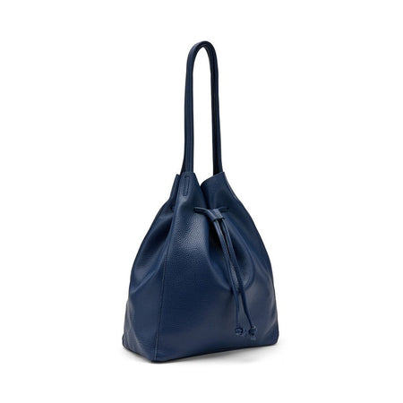 Frau borsa morbida a secchiello in pelle blu B403