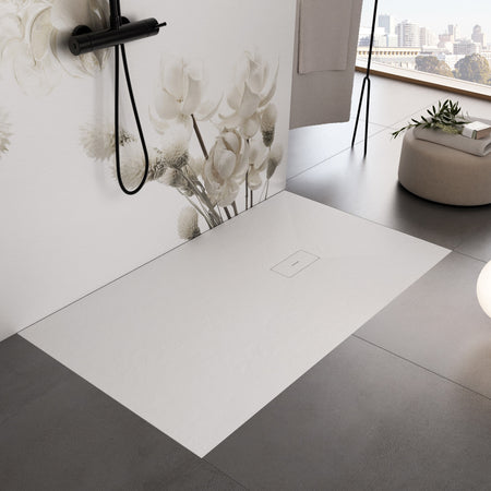 Piatto doccia in marmoresina Bianco effetto pietra cemento MAKA