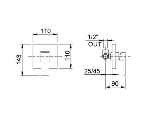 Miscelatore doccia incasso cromato 1 via Manhattan