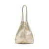 Frau borsa morbida a secchiello in pelle laminata platino B463