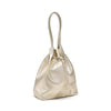Frau borsa morbida a secchiello in pelle laminata platino B463