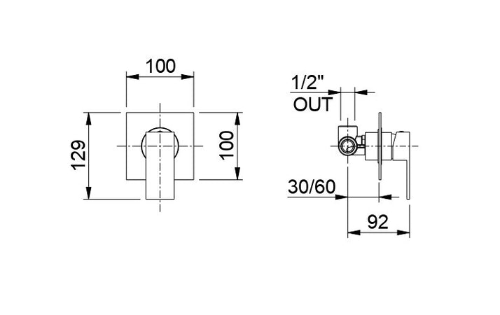 Monocomando doccia incasso cromato con piastra minimalista Manhattan