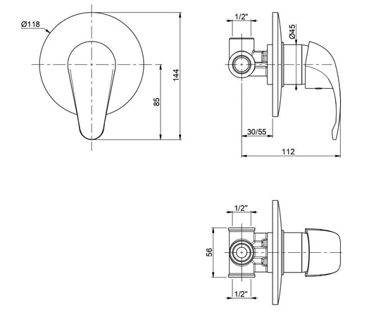 Monocomando doccia da incasso cromato Squalo