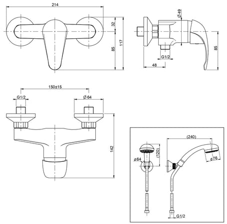 Gruppo doccia esterno con duplex cromato Squalo