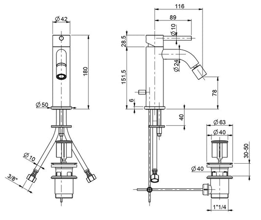 Rubinetto miscelatore bidet cromato Jackie