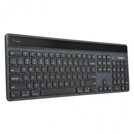 Targus EcoSmart AKB868UK tastiera Universale Bluetooth QWERTY Inglese UK Nero (Targus EcoSmart - Keyboard - sustainable energy harvesting - antimicrobial - backlit - wireless - Bluetooth 5.0 - QWERTY