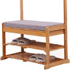 Panca con Appendiabiti Legno Bambù 9ganci Vano apribile Cuscino 70x40 H 175cm