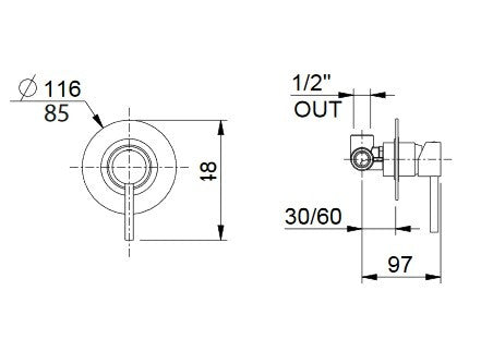 Doccia incasso con piastra tonda minimalista cromato Jackie