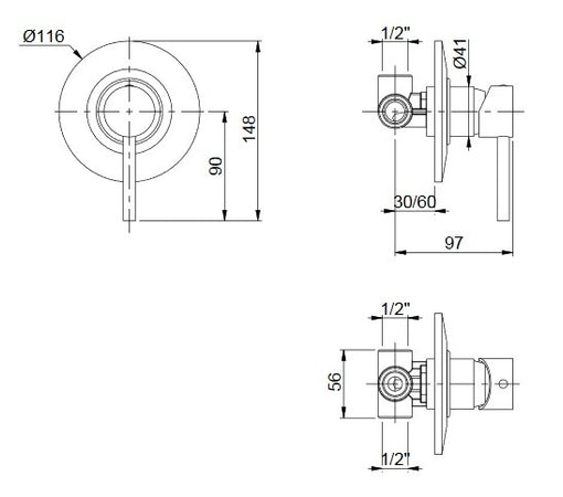 Monocomando doccia incasso cromato Jackie