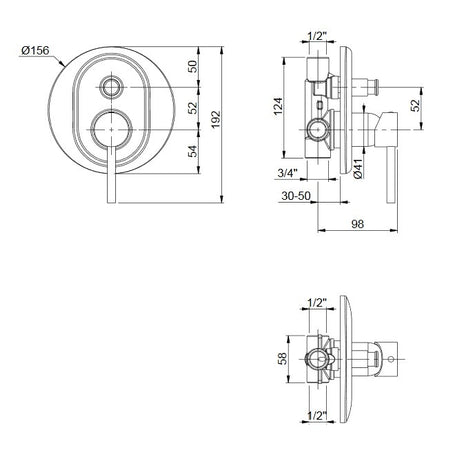 Doccia incasso con deviatore cromato Jackie