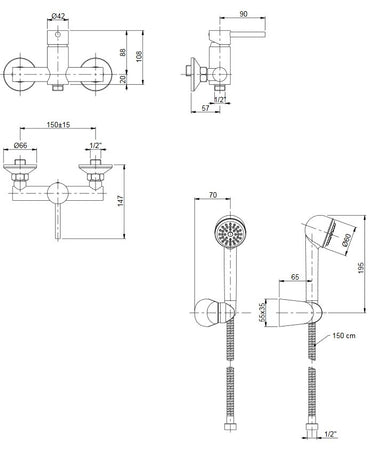 Gruppo doccia esterno con kit cromato Jackie