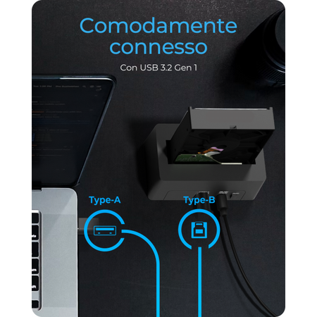 "ICY BOX Docking Station per 1x 2-5"" e 3-5"" SATA I/II/III- USB 3.2 Gen 1- nero"