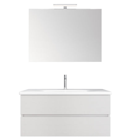 Mobile bagno sospeso bianco larice con lavabo ceramico 100cm MOOD-756