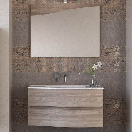 Mobile bagno sospeso 90cm legno olmo terra Mood-762