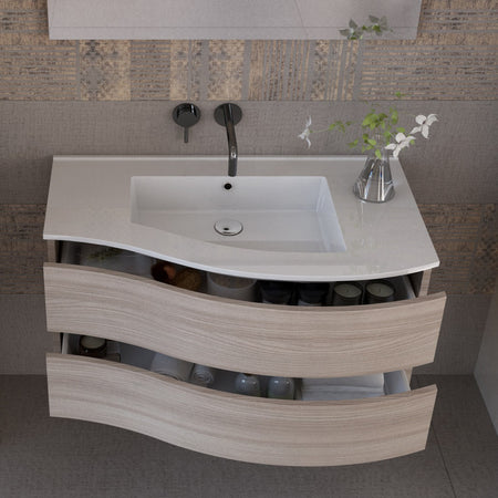 Mobile bagno sospeso 90cm legno olmo terra Mood-762