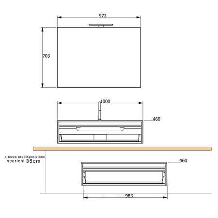 Mobile bagno sospeso 120 rovere trance chiaro con lavabo DUO-754