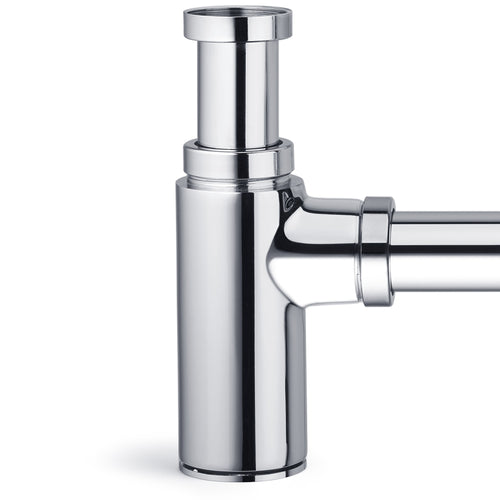 Sifone estetico tondo per lavandino bagno cromato ispezionabile