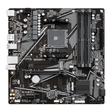 Gigabyte B550M K - 1.0 - scheda madre - micro ATX - Socket AM4 - chipset AMD B550 - USB 3.2 Gen 1 - Gigabit LAN - grafica integrata (CPU richiesta)