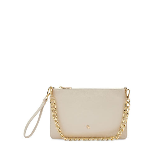 Frau pochette in pelle col. crema con catena B401