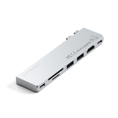 Satechi ST-HUCPHSS replicatore di porte e docking station per laptop USB 3.2 Gen 2 [3.1 Gen 2] Type-C Argento (Satechi USB-C Pro Hub Slim - Silver)