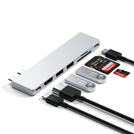 Satechi ST-HUCPHSS replicatore di porte e docking station per laptop USB 3.2 Gen 2 [3.1 Gen 2] Type-C Argento (Satechi USB-C Pro Hub Slim - Silver)