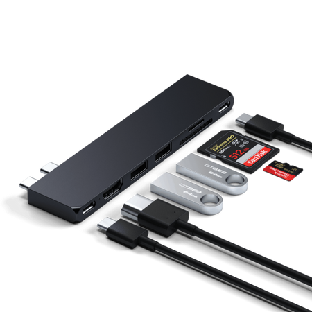Satechi ST-HUCPHSD replicatore di porte e docking station per laptop USB 3.2 Gen 2 [3.1 Gen 2] Type-C Nero (Satechi USB-C Pro Hub Slim - Midnight)