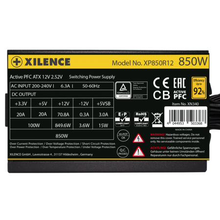 Power SupplyXilence Gaming XP850R12 850W ATX 2.52 80+ Gold XN340