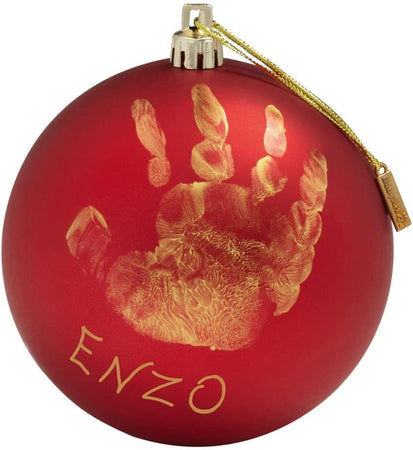 Pallina Di Natale Decorazione Natalizia Per Albero Con Kit Impronta Calco Mano