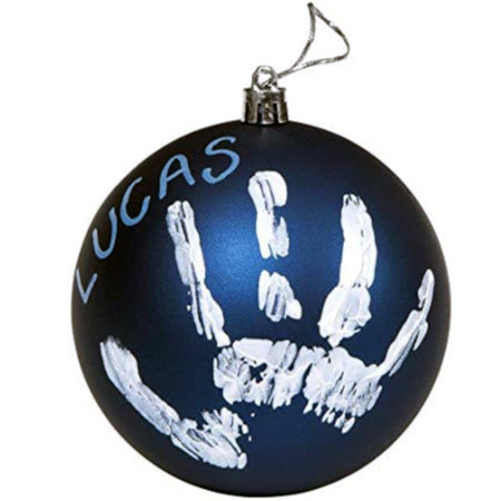 Pallina Di Natale Decorazione Natalizia Per Albero Con Kit Impronta Calco Mano