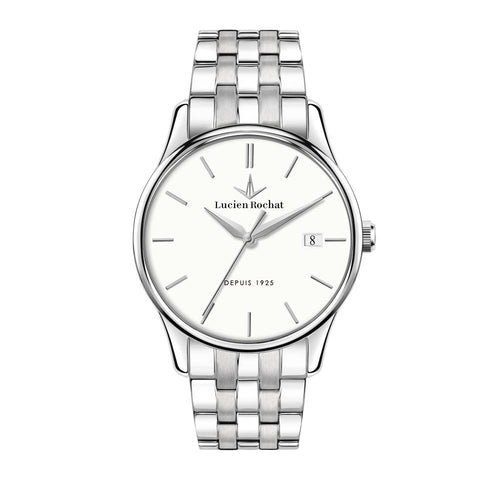 Orologio LUCIEN ROCHAT uomo Montreux data acciaio / bianco