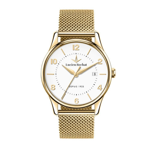 Orologio LUCIEN ROCHAT uomo Montreux acciaio dorato / bianco