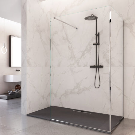 Parete doccia walk-in due lati trasparente senza profili H195 8mm OSIRIDE