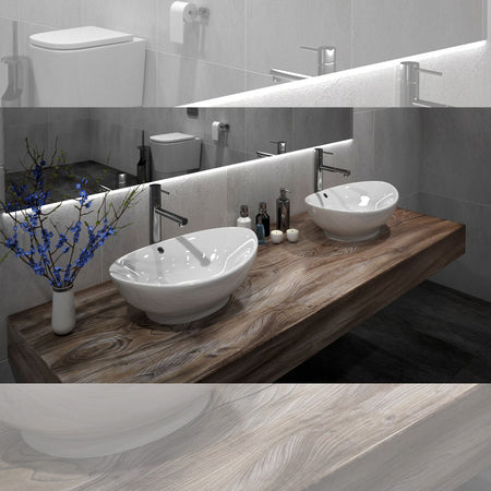 Lavandino da appoggio 59X38 Ciotola ovale bianca