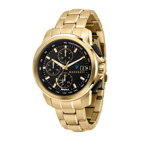 Orologio MASERATI uomo Successo Solar cronografo acciaio dorato / nero