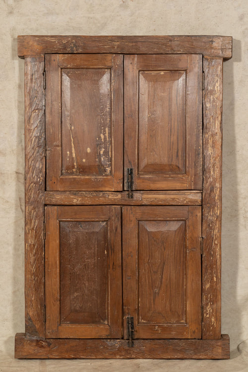 Biscottini Biscottini Finestra Antica Legno Teak Massello Ferro Grata 107x12x150 Pezzo