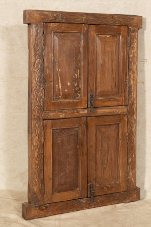 Biscottini Finestra finestrina grata porta in legno massello e in ferro antica e vecchia con telaio da interno o da esterno