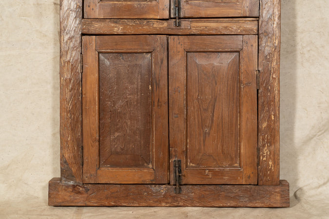 Biscottini Biscottini Finestra Antica Legno Teak Massello Ferro Grata 107x12x150 Pezzo