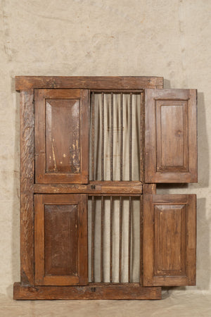 Biscottini Biscottini Finestra Antica Legno Teak Massello Ferro Grata 107x12x150 Pezzo