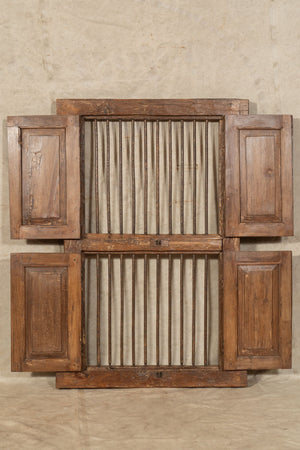 Biscottini Biscottini Finestra Antica Legno Teak Massello Ferro Grata 107x12x150 Pezzo