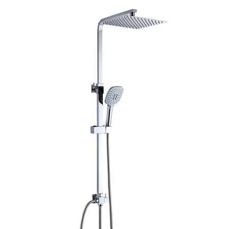 Saliscendi doccia quadrato con doccetta e soffione 30x30 inox - JULIE